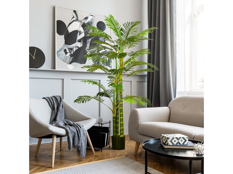  Palmier artificiel areca 190 cm, 30 feuilles, décoration intérieure et extérieure, ø 19,5 x 190 cm, vert  - Conforama D