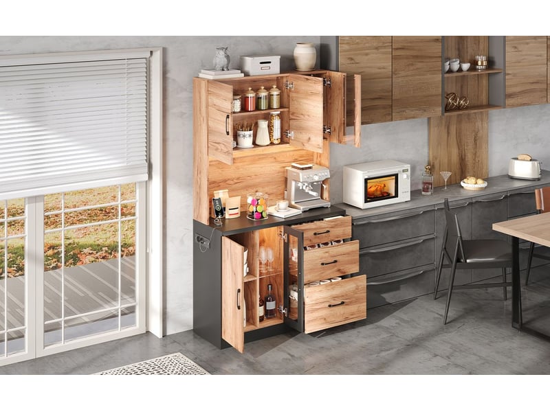 Meuble de rangement 105 x 40 x 180 cm design moderne noir aspect bois éclairage led étagères réglables prise style européen - Conforama B