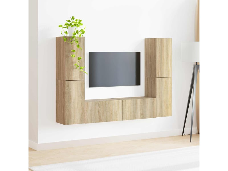  Ensemble meuble tv - banc tv - meuble de rangement 6 pcs chêne sonoma bois d'ingénierie  - Conforama D