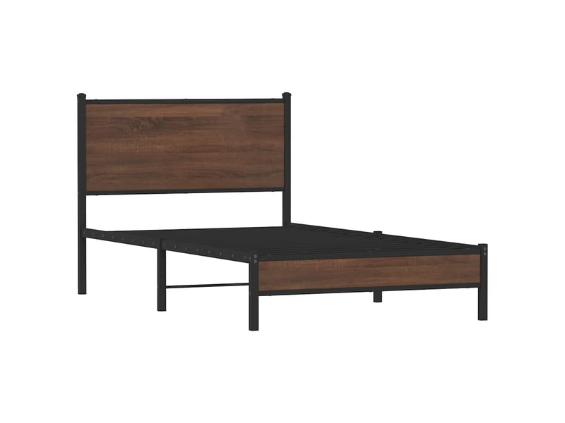 Lit simple- lit adulte -  cadre de lit en métal sans matelas chêne marron 100x200 cm  - Conforama B