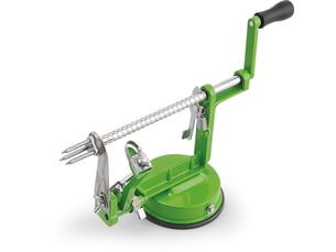 Éplucheur à pommes en métal, dimensions 25,5 x 14 x 11 cm, avec ventouse, manche fixe, idéal pour une utilisation facile et efficace en cuisine, vert