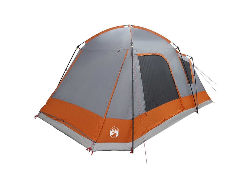  Tente de camping, tente cabane 8 personne gris et orange polyester et acier shl55273  - Conforama C