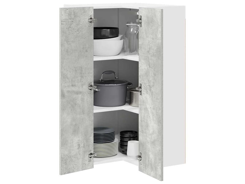 Meuble de rangement, armoire suspendue gris béton et blanc 57x57x100cm - Conforama C
