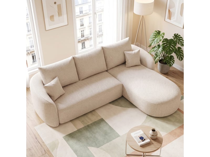  Canapé d’angle blanc 3 places de 266 cm en tissu à motif tissé  - Conforama B
