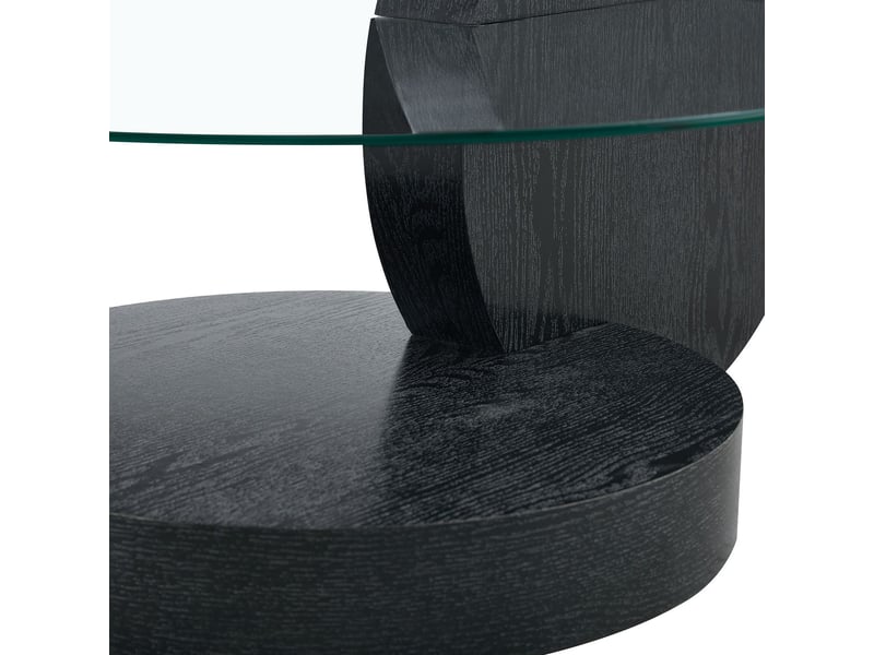 Table basse design moderne minimaliste structure à deux niveaux verre de sécurité structure porteuse en mdf effet bois noir plusieurs couleurs au choix  - Conforama D