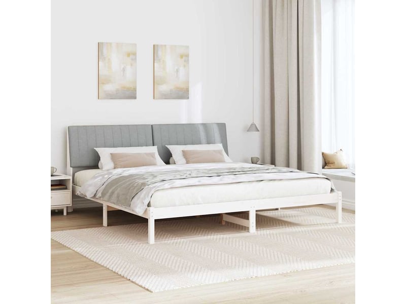  Lit double- lit adulte -  cadre de lit avec tête de lit blanc 200 x 200 cm pin massif  - Conforama C