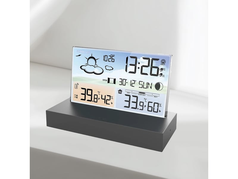  Station météo numérique avec prévisions météorologiques, thermomètre, hygromètre et réveil multifonction chicfurn  - Conforama D