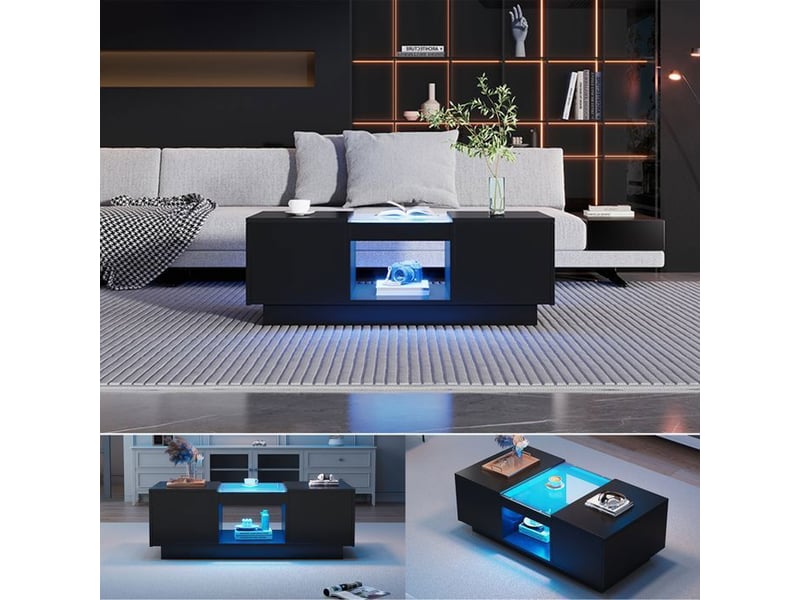  Table basse - truxen8 - verre - led - 2 tiroirs 100x50x35.5cm - Conforama B