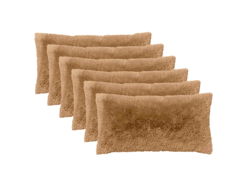  Lot de 2 coussins avec oreiller, coussins décoratifs heerlen taupe fleece pv cf50582  - Conforama A