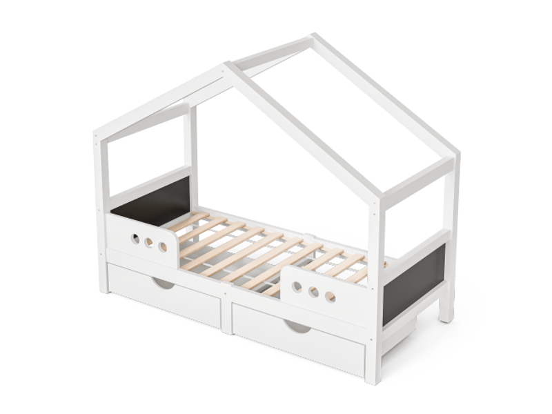  Lit cabane enfant 90x200 cm en mdf avec 2 grands tiroirs - stable et sécurisé  - Conforama A