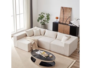 Canapé d'angle panoramique fixe  OMNIGLINT TRADING LTD 4 places Tissu beige