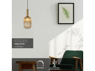 Suspension diam. 20 cm 1xe27 40 w cylindrique ambre - lucide - maloto