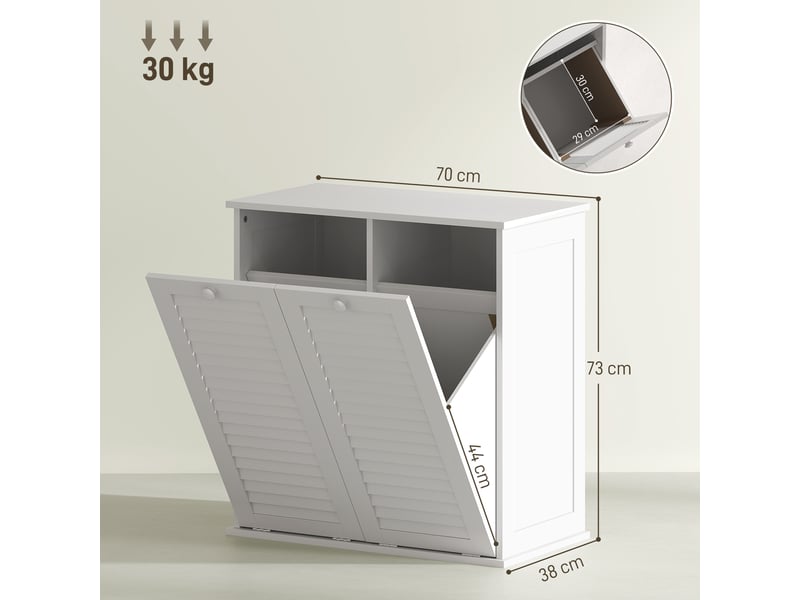  Meuble à linge 2 compartiments avec portes persiennées 70 cm westcott  - Conforama E