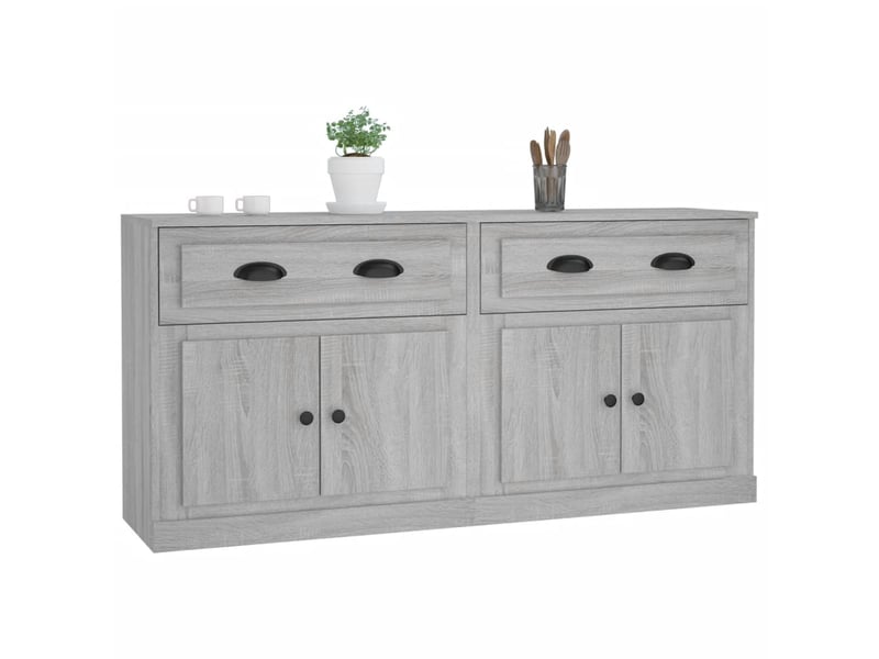  Buffets 2 pcs - bahut - meuble de rangement sonoma gris bois d'ingénierie  - Conforama D