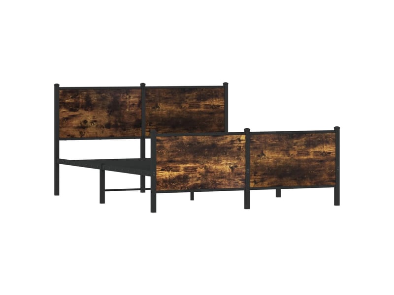  Lit double- lit adulte -  cadre de lit en métal sans matelas chêne fumé 150x200 cm  - Conforama C