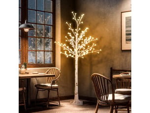 Cerisier artificiel en fleurs avec 120 lumières led, luminosité réglable, décoration intérieure, 21 x 21 x 150 cm, blanc