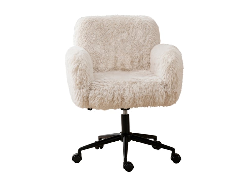 Chaise de bureau,50x55x92,2 cm,pivotante avec accoudoirs réglables,tissu,beige - Conforama D