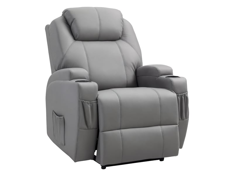  Fauteuil de massage, fauteuil de relaxation, simili cuir, 82x97x110cm, gris clair  - Conforama B