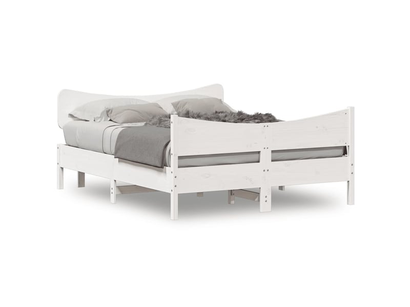  Lit double- lit adulte -  cadre de lit sans matelas blanc 135x190 cm bois de pin massif  - Conforama A