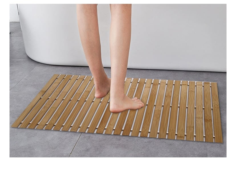 Tapis de sol antidérapant en bois d'acacia caillebotis salle de bain 60x40cm  - Conforama C