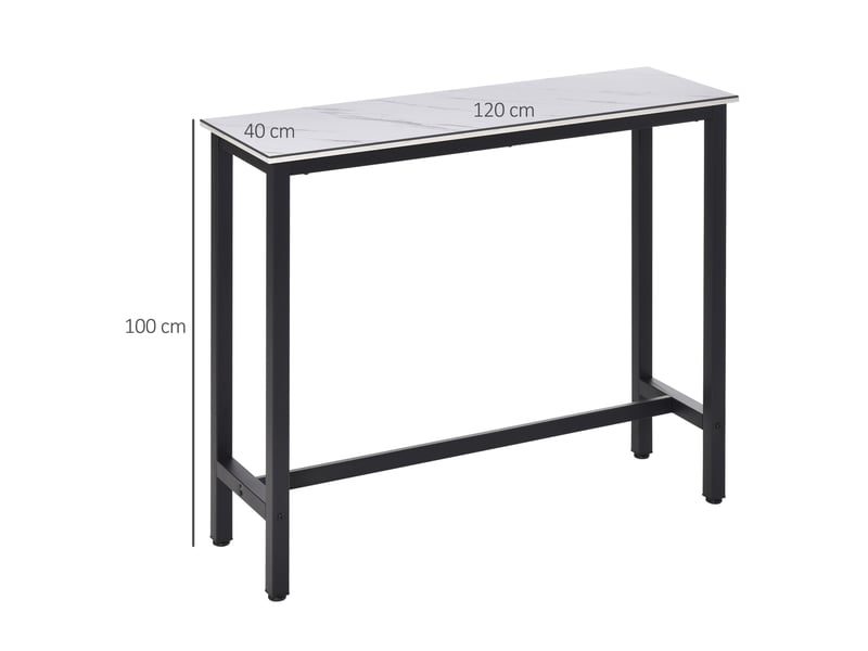  Table de salle à manger avec plateau aspect marbre et pieds réglables pour cuisine et salon 120 × 40 × 100 cm  - Conforama D