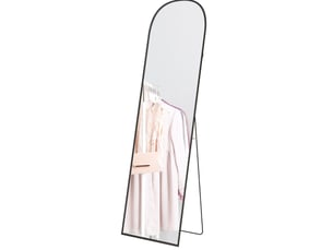Miroir sur pied plein format 170x50 cm – noir – arqué, mural ou à poser, cadre en aluminium résistant