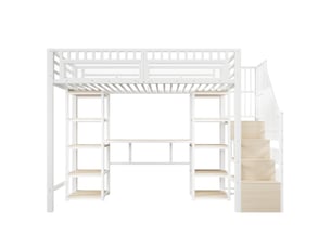 Lit mezzanine 90x200 cm <strong>ZOVIRA</strong> <strong></strong> coloris blanc