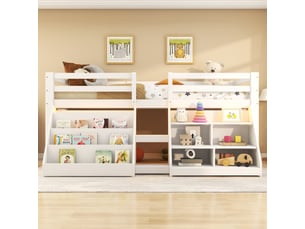 Lit mezzanine 90x200 cm <strong>BEAOK</strong>  <strong></strong> coloris blanc