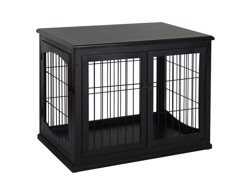  Cage d'intérieur pour  81x58,5x66 cm – noire – plateau table, double accès, structure mdf métal  - Conforama A