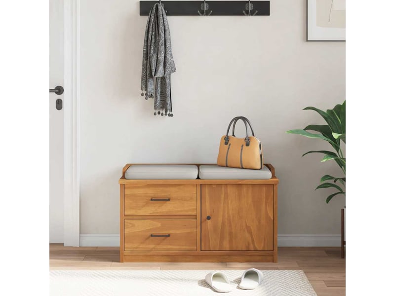  Banc de couloir, banc de rangement sandnes 87x40x50 cm bois de pin massif shl53919  - Conforama C
