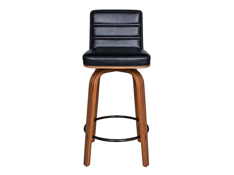  Chaise de cuisine assise en cuir pu pieds en bois courbés pivotement 360°  - Conforama A