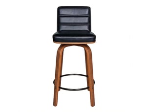 Chaise de cuisine assise en cuir pu pieds en bois courbés pivotement 360°