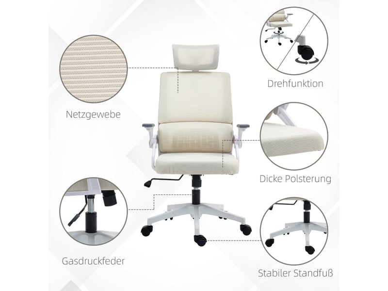 Chaise de bureau felreot ergonomique réglable beige - Conforama D
