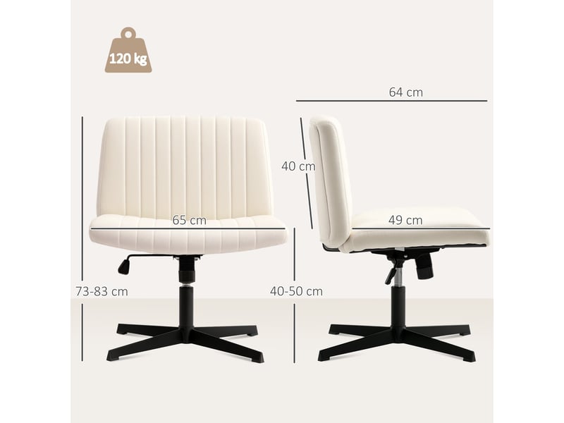  Chaise de bureau blanc crème en lin hauteur réglable pivotante charge max 120 kg style schneidersitz  - Conforama C