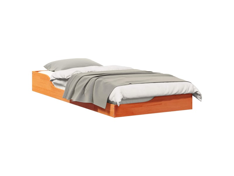  Lit simple- lit adulte -  cadre de lit brun  100 x 200 cm pin massif  - Conforama A