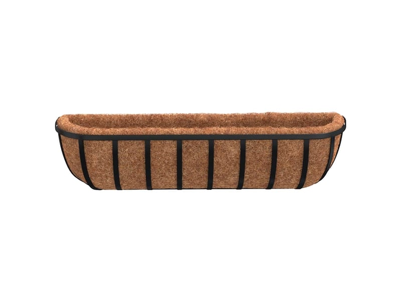  Jardinière - bac à fleurss murales 2 pcs en coco noir 61x19x16 cm acier  - Conforama D