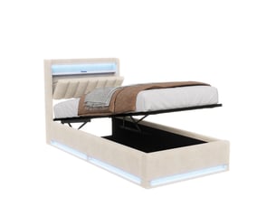 Lit coffre 90x200 cm <strong></strong> <strong></strong> coloris beige