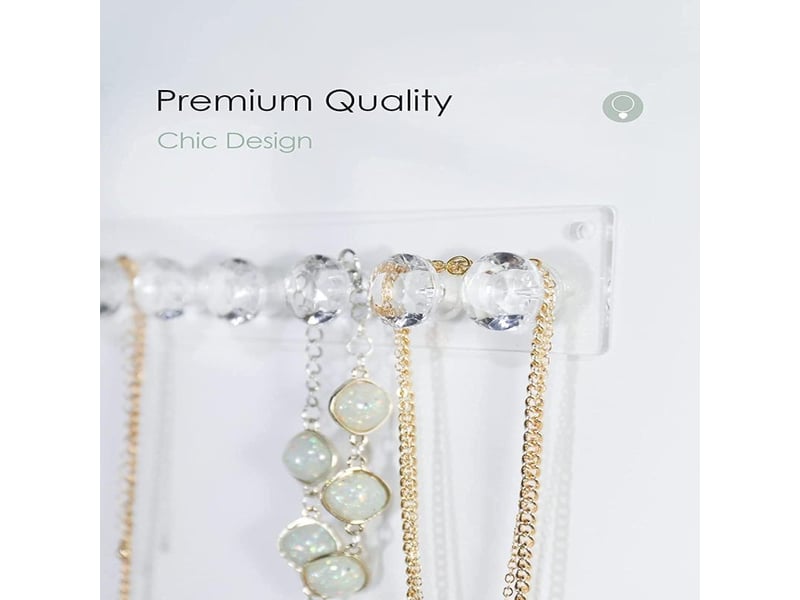  Présentoir à colliers en acrylique, lot de 2, organiseurs de bijoux muraux avec 12 crochets en forme de losange, cadeau pour filles et femmes, transparent  - Conforama D