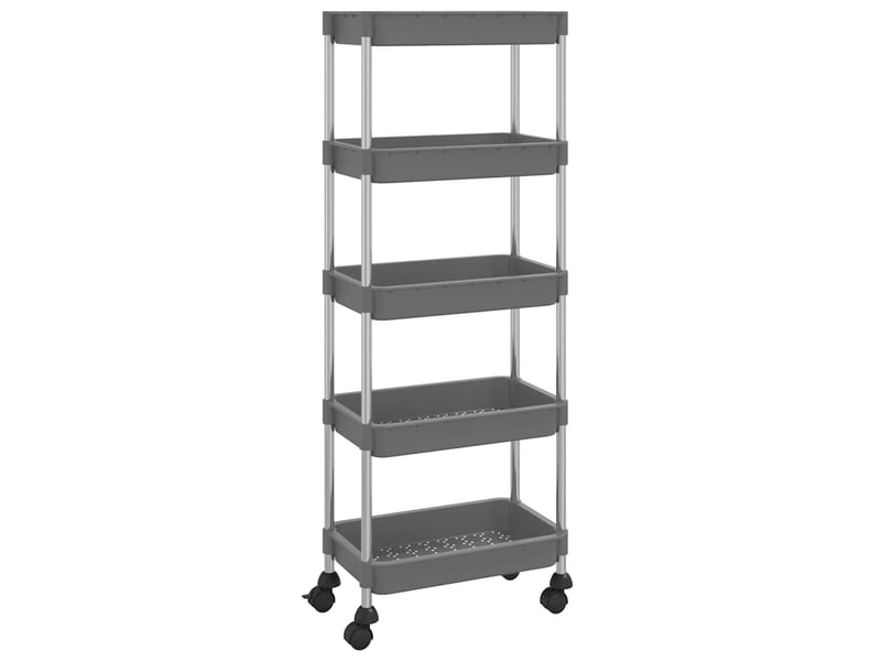 Desserte de cuisine, chariot de rangement 5 niveaux gris 42x29x128 cm fer et abs  - Conforama A