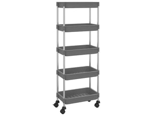 Desserte de cuisine, chariot de rangement 5 niveaux gris 42x29x128 cm fer et abs