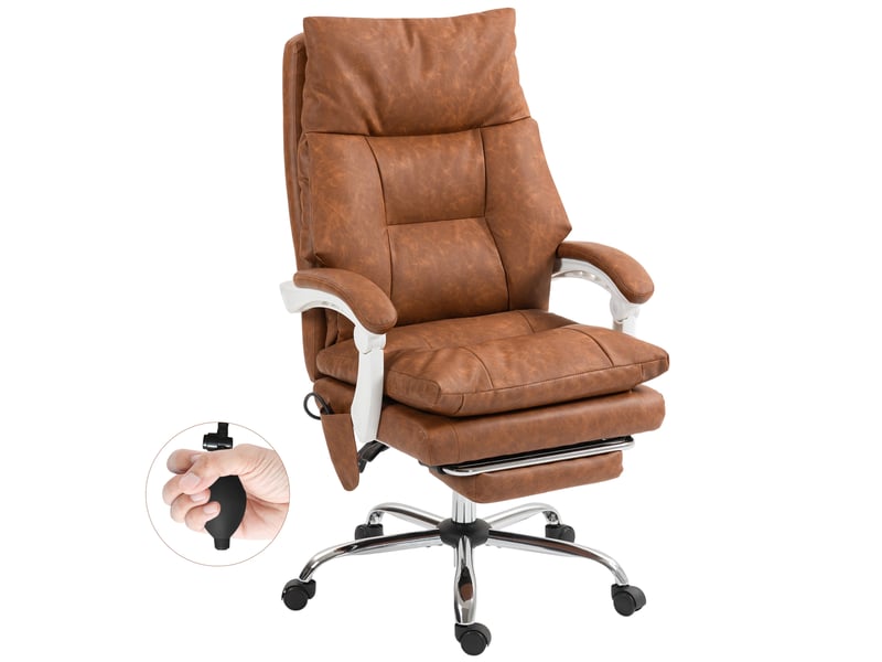  Chaise bureau ergonomique fauteuil de bureau en pu soutien lombaire gonflable dossier inclinable hauteur réglable marron  - Conforama A