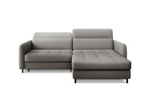 Canapé d'angle droit fixe MEUBLORAMA 3 places Polyester gris avec coffre de rangement