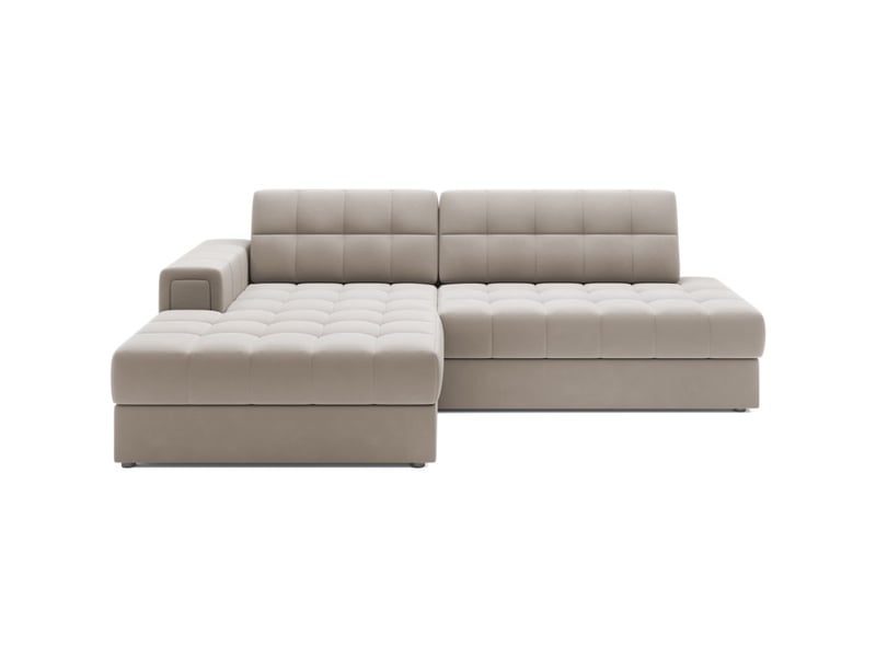  Canapé d'angle convertible cubito beige 240 cm avec coffre de rangement et couchage  - Conforama A
