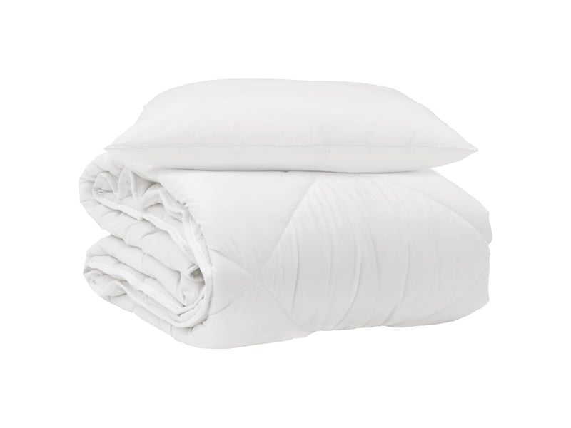  Duvet toutes saisons avec oreiller 2 pièces - couette blanc microfibre  - Conforama A