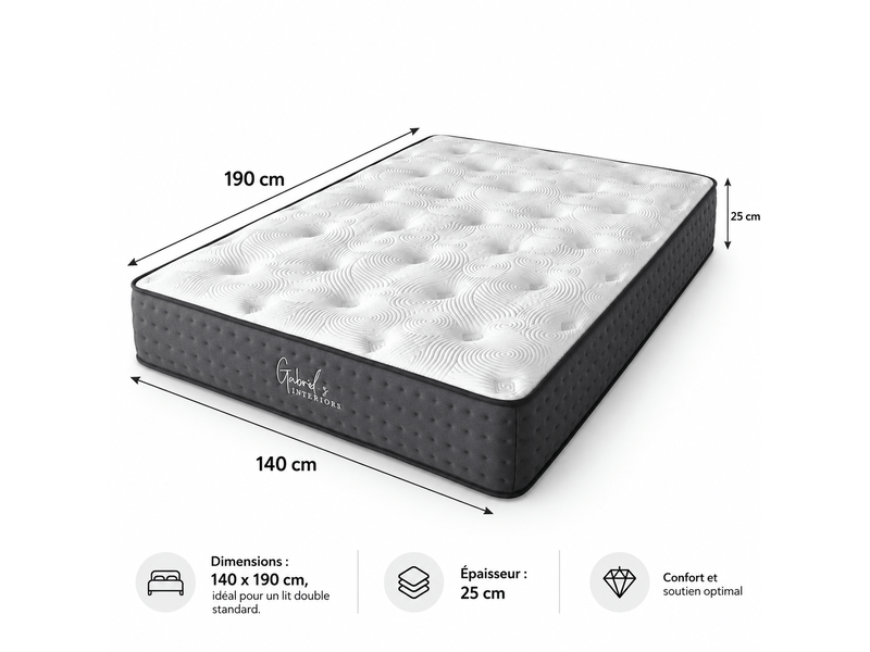  Matelas meridien à ressorts ensachés 140x190 cm épaisseur 25 cm  - Conforama C