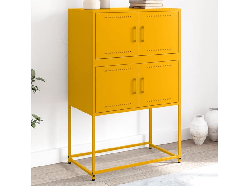  Buffet - bahut - meuble de rangement jaune moutarde 68,5x38,5x107 cm acier  - Conforama B