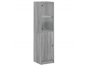 Buffet - bahut - meuble de rangement avec porte en verre sonoma gris 35x37x142 cm