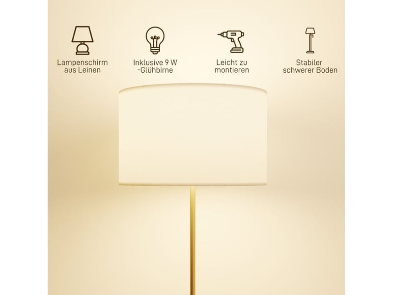  Lampadaire 40x40x168 cm réglable en hauteur métal doré  - Conforama E