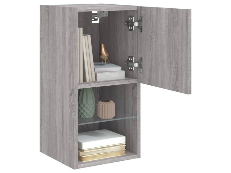  Lot de 2 meuble tv avec lumières led sonoma gris 30,5x30x60 cm  - Conforama E