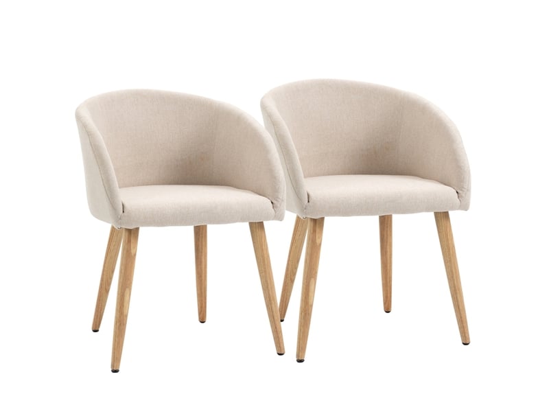  Lot de 2 chaises 55x56x74 cm, salle à manger, design scandinave, pieds en bois, beige  - Conforama A